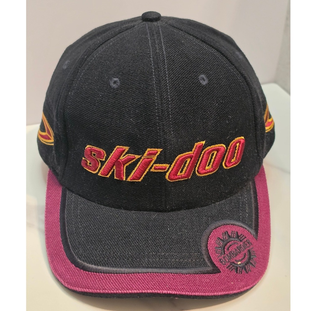 Ski-Doo Bombardier Snowmobile Hat Black Red Embroidered Adjustable‎ Mens Cap